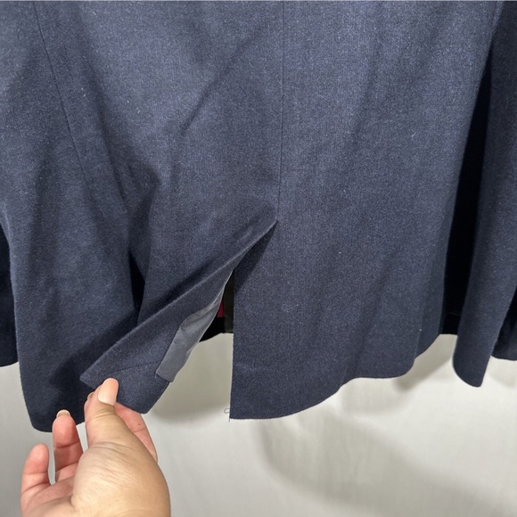 NEW $138 Foxcroft [ 16 ] Wool Faux Leather Trim Two-Button Blazer in Navy‎ - Picture 12 of 15